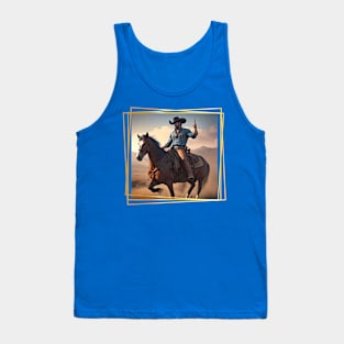 Mounted Cowboy holding his finger up Tank Top